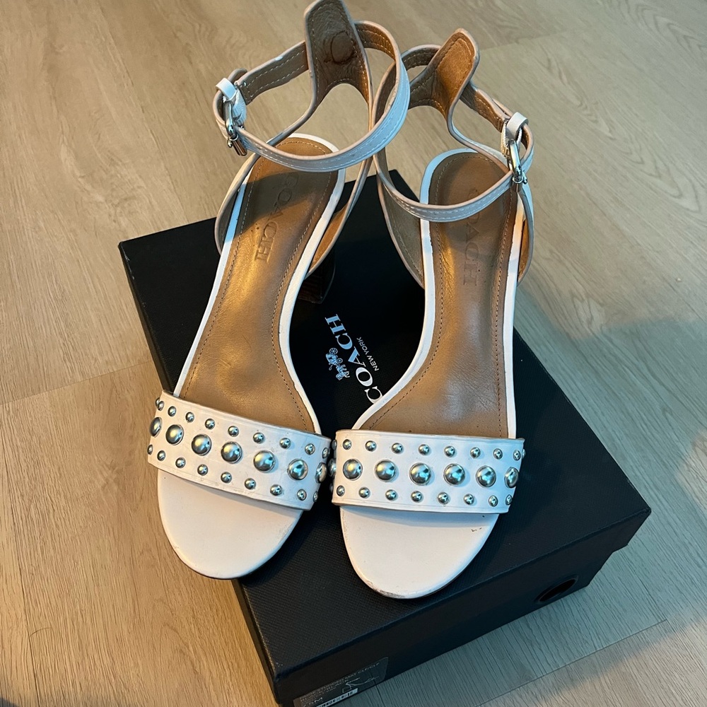 Coach White Studded Heels